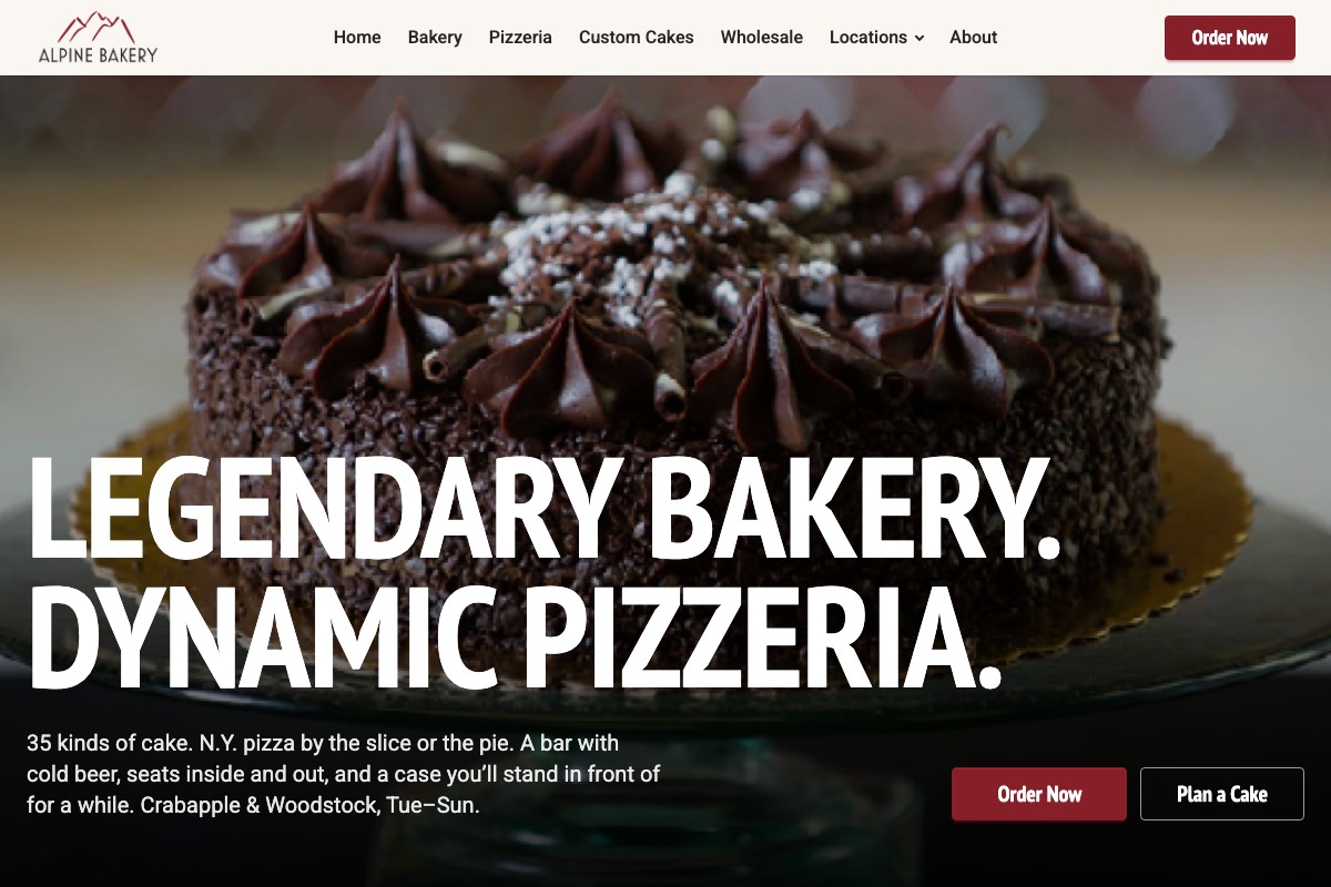 New Alpine Bakery homepage