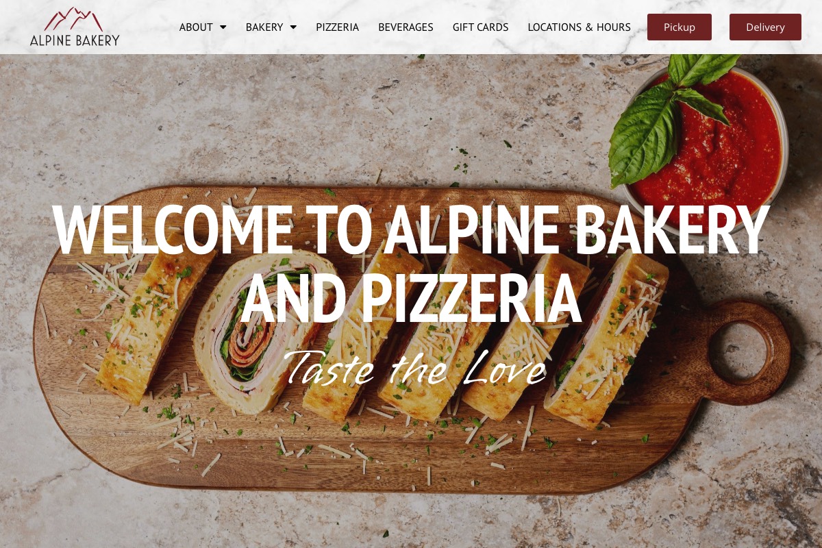Current Alpine Bakery homepage